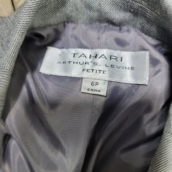 Tahari ASL Gray Zig-Zag Women's Hammered Button Suit Blazer | Size 6P - Picture 3 of 8